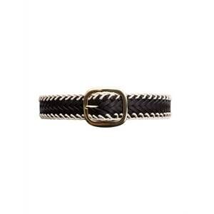 NEW LETO women's crochet trimmed woven leather belt in black